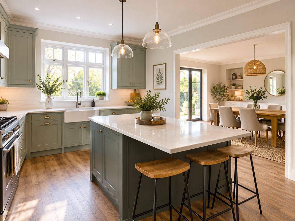 Freshly decorated kitchen and dining room